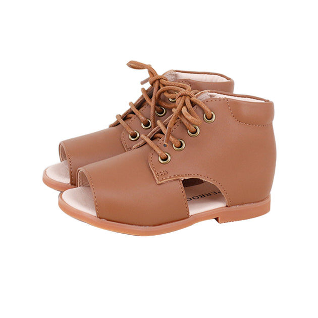 Perroquet Baby Leather Lace Shoes, Open-Sides and Open-Toes