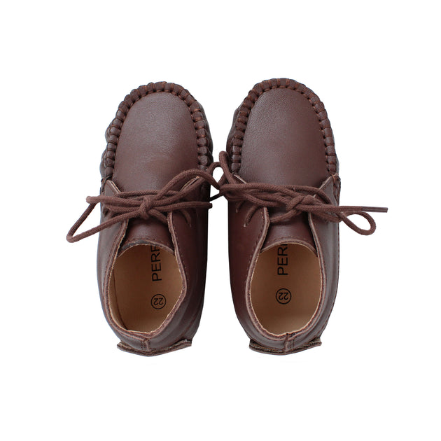 Perroquet Boys Leather Loafer with Chain - Black
