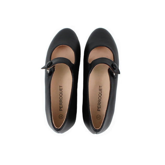 Perroquet Shoes Round Front Mary Janes - Black Basketweave Leather main image 0