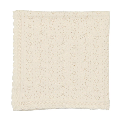 Lilette Heart Open Knit Blanket - Cream