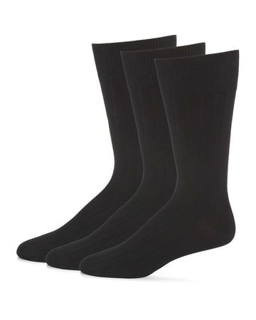 Memoi Men's Bamboo Ribbed Dress Socks 3-pack - Black MM-460