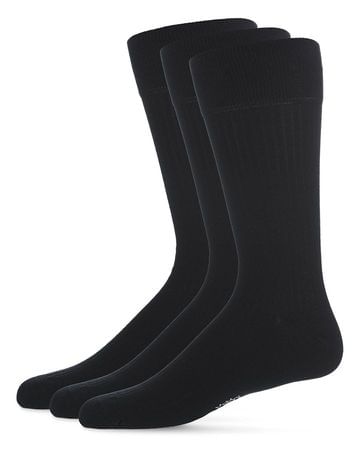 Memoi Men's Mercerized Cotton Thin-Ribbed Dress Socks 3-pack - Black MM-471