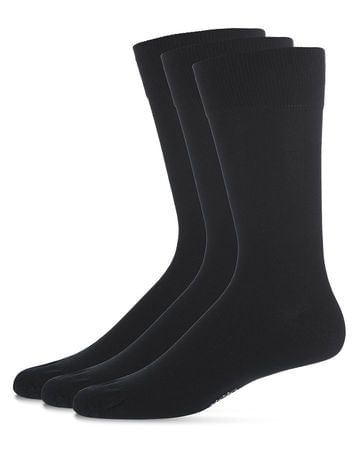 Memoi Men's Mercerized Cotton Pique Pattern Dress Socks 3-pack - Black MM-473