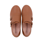 Perroquet Leather Monk Strap Shoes - Luggage