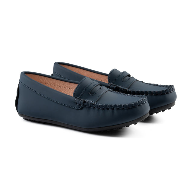 RayBelle Bulky Loafers - Navy High-Sheen Leather