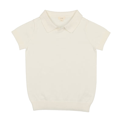 Lil Legs Knit Polo Short Sleeve - White