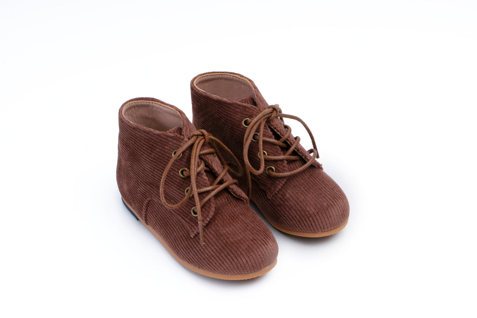 Zeebra Kids Corded Velvet T-Strap Shoes - Brown main image 0