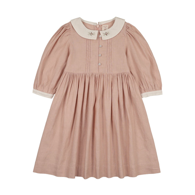 Analogie Pintuck Collar Dress 3/4 Sleeve