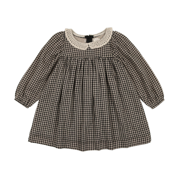 Analogie Gingham Dress Three Quarter Sleeve - Sapphire main image 1