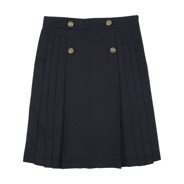 Analogie Knife Pleated Skirt - Navy (Poplin Collection)