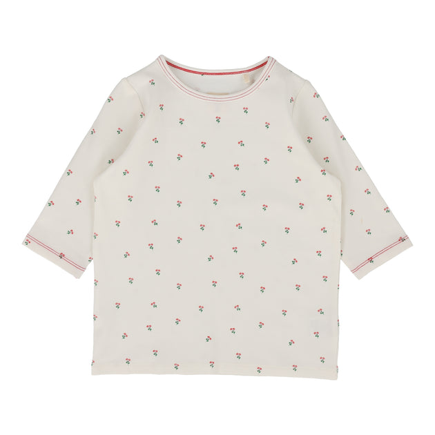 Analogie Cherry Floral Footie - Peach (Graphic Denim Collection) main image 0