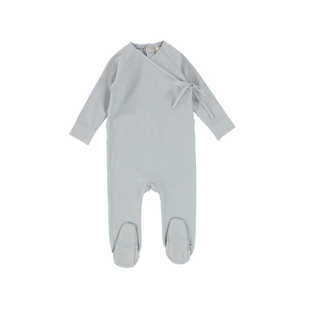 Lilette Brushed Cotton Wrapover Footie - Pale Blue