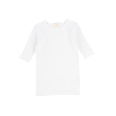 Lil Legs Ribbed Three Quarter Sleeve T-shirt - Winter White