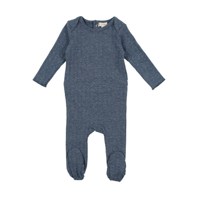 Lil Legs Double Ribbed Footie - Heather Blue