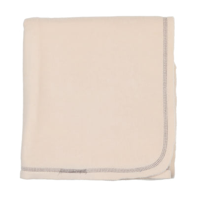 Lil Legs Classic Velour Blanket - Cream with Grey Stitch
