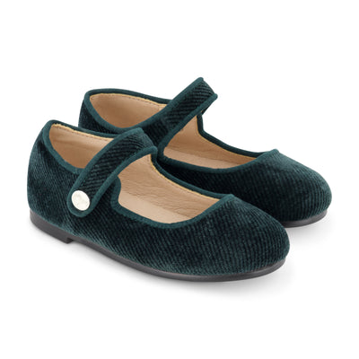 Zeebra Kids Corded Velvet Mary Janes - Green