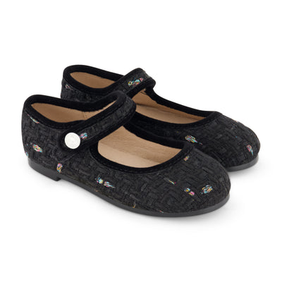 Zeebra Kids Woven Tweed Mary Janes - Black