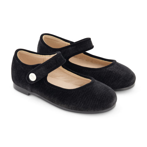 Zeebra Kids Corded Velvet Mary Janes - Black