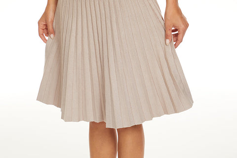 Mia Mod Ladies Year Round Pleated Skirt - Taupe