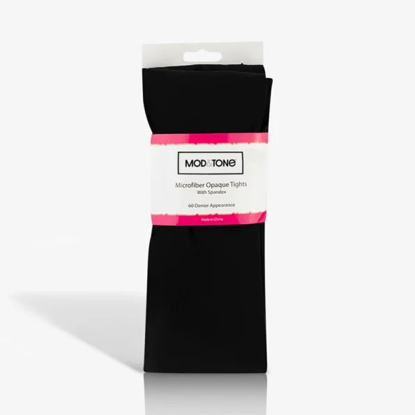 Mod & Tone Girls Microfiber Opaque 60 Denier Tights 2-pack - Black 672