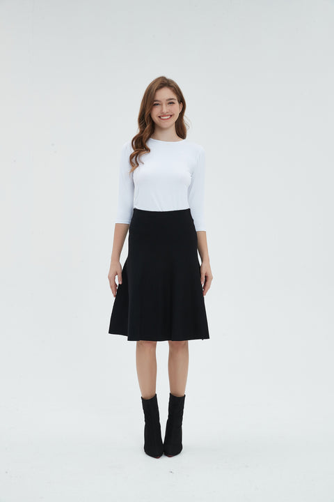 Mia Mod Ladies Year Round Non-Pleated Skirt - Black