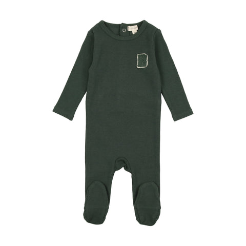 Lil Legs B Applique Footie - Green