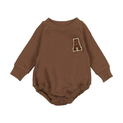 Lil Legs Applique Sweatshirt Romper - Camel