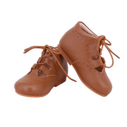 Perroquet Baby Leather Lace Shoes, Open-Laces - Luggage