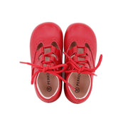 Perroquet Baby Leather Lace Shoes, Open-Laces - Red
