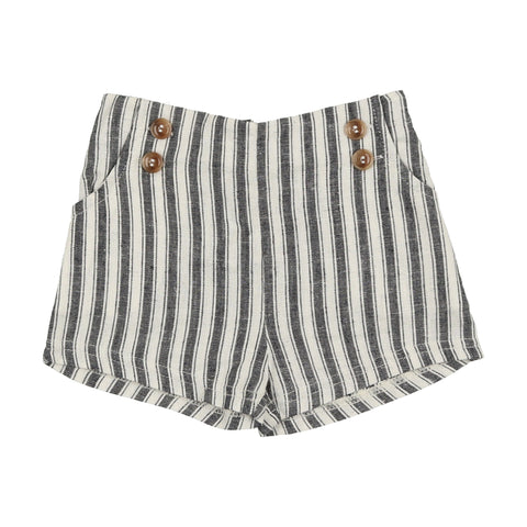 Analogie Button Shorts - Off Navy Stripe