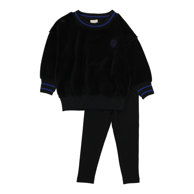 Analogie Boys Velour Sweatshirt Set - Black