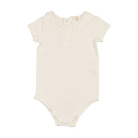 Lil Legs Collar Onesie - Winter White Ruffle