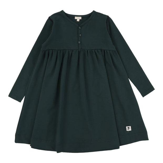 Lil Legs Contrast Stitch Dress - Green