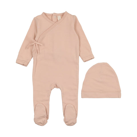 Lilette Brushed Cotton Wrapover Footie Set - Pale Pink