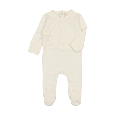 Lilette Brushed Cotton Wrapover Footie - Winter White