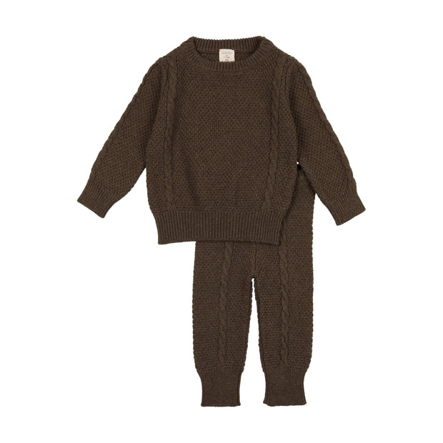 Analogie Cable Knit Set - Heather Brown