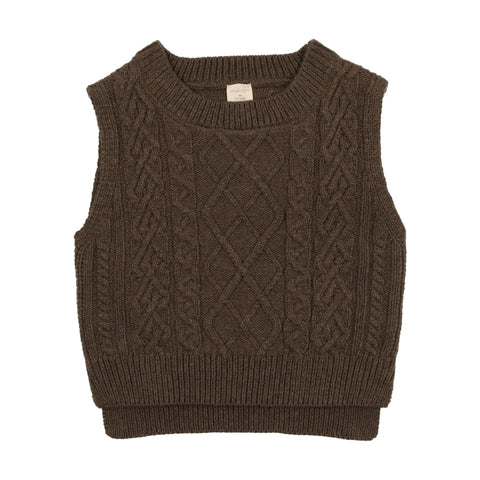 Analogie Cable Vest - Heather Brown