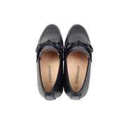 Perroquet Leather Hard Loafers with Chain - Black