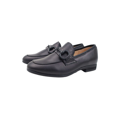 Perroquet Leather Hard Loafers with Chain - Black