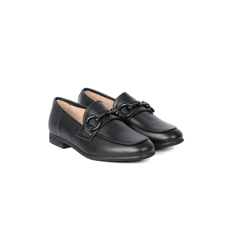 Perroquet Shoes Hard Loafers with Chain - Black Leather