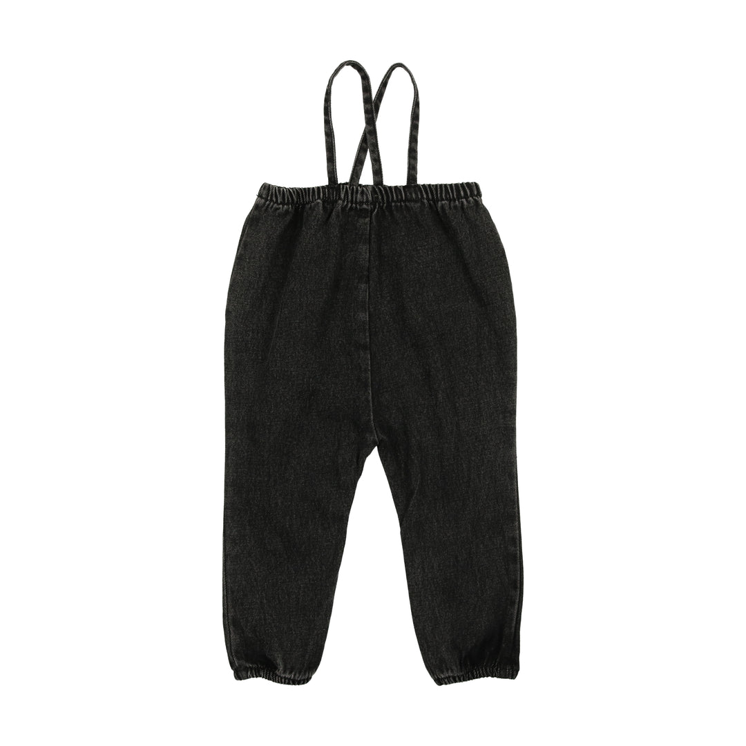 Lil Legs Denim Bow Suspender Romper - Black Denim Lil Legs Denim Bow Suspender Romper - Black Denim