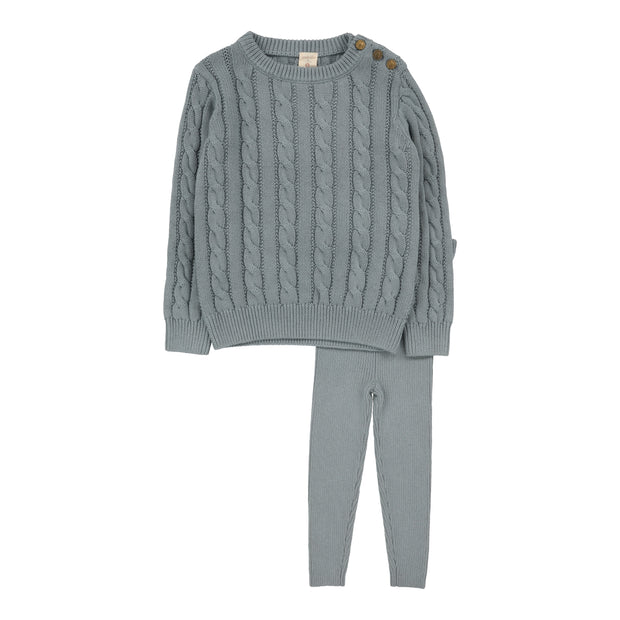 Analogie Cable Knit Set - Dusty Blue