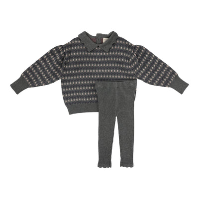Analogie Floral Knit Set - Mid Grey Multi