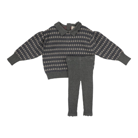 Analogie Floral Knit Set - Mid Grey Multi