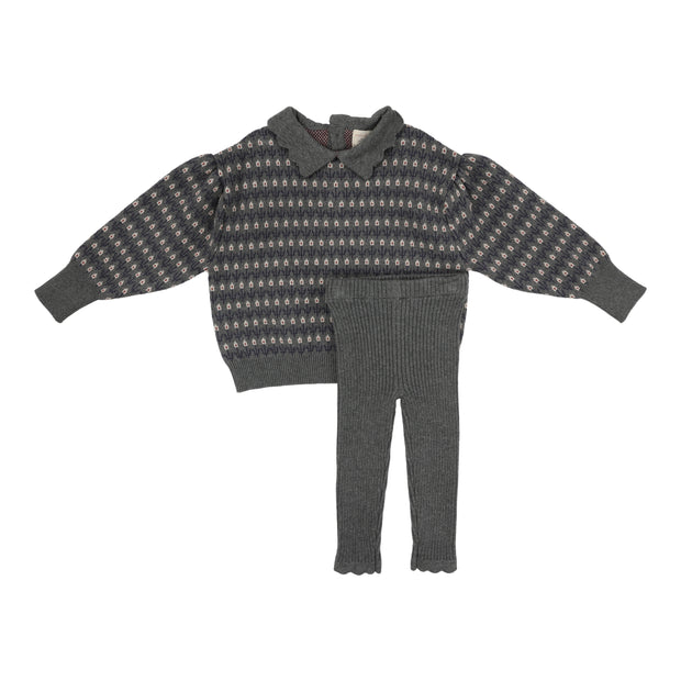 Analogie Floral Knit Set - Mid Grey Multi