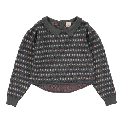 Analogie Floral Knit Sweater - Mid Grey Multi