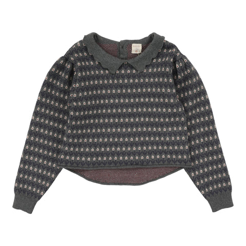 Analogie Floral Knit Sweater - Mid Grey Multi