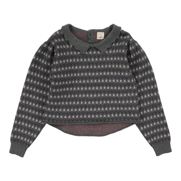 Analogie Floral Knit Sweater - Mid Grey Multi