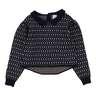 Analogie Floral Knit Sweater - Navy Multi