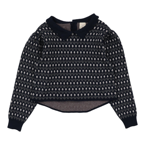 Analogie Floral Knit Sweater - Navy Multi